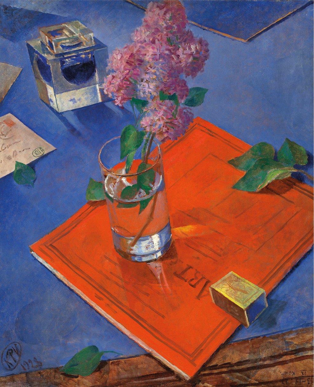 Stilleven met sering door Kuzma Sergeevich Petrov Vodkin