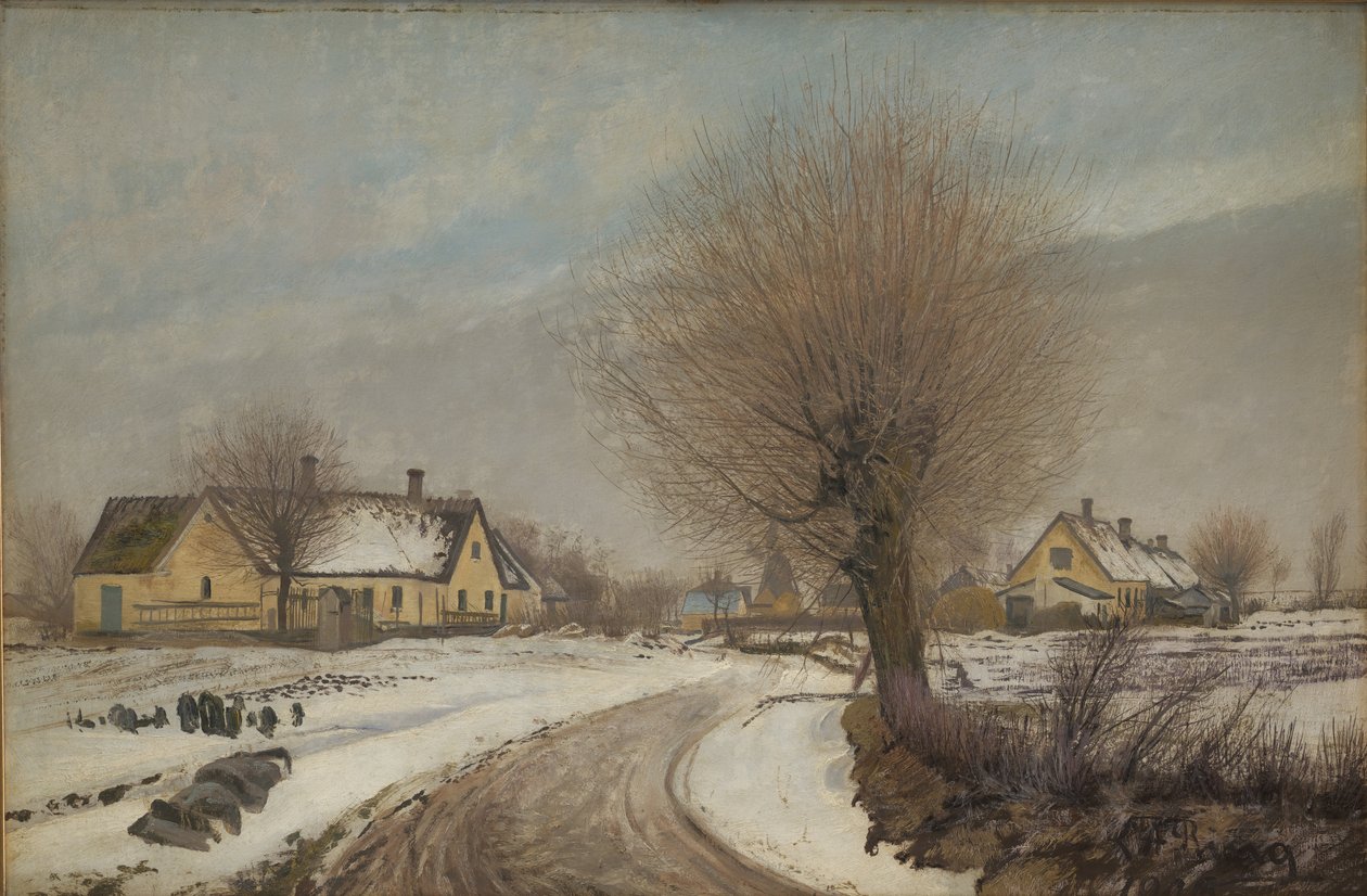 Een dorp in Sealand. Winter door Laurits Andersen Ring