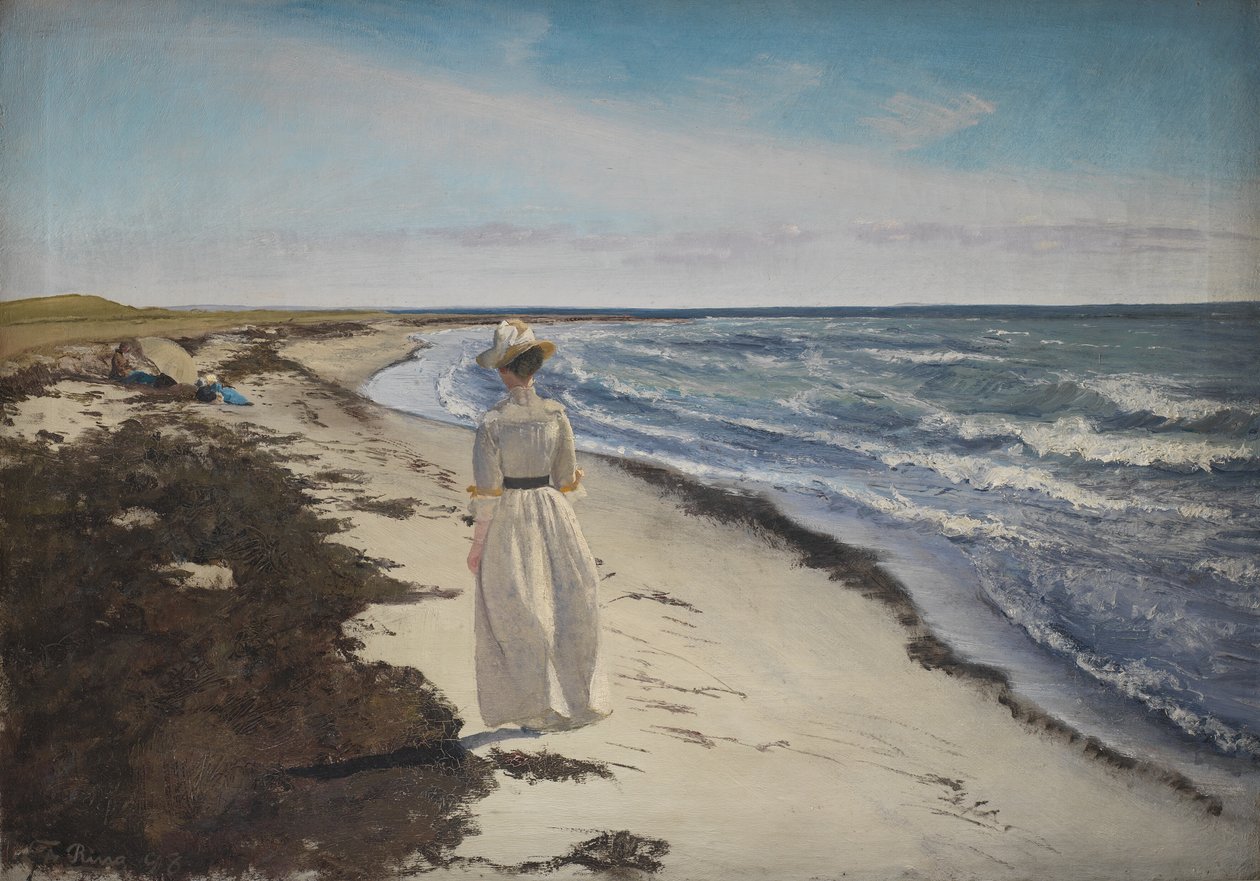 Dame op het strand van Karrebæksminde, Zeeland door Laurits Andersen Ring
