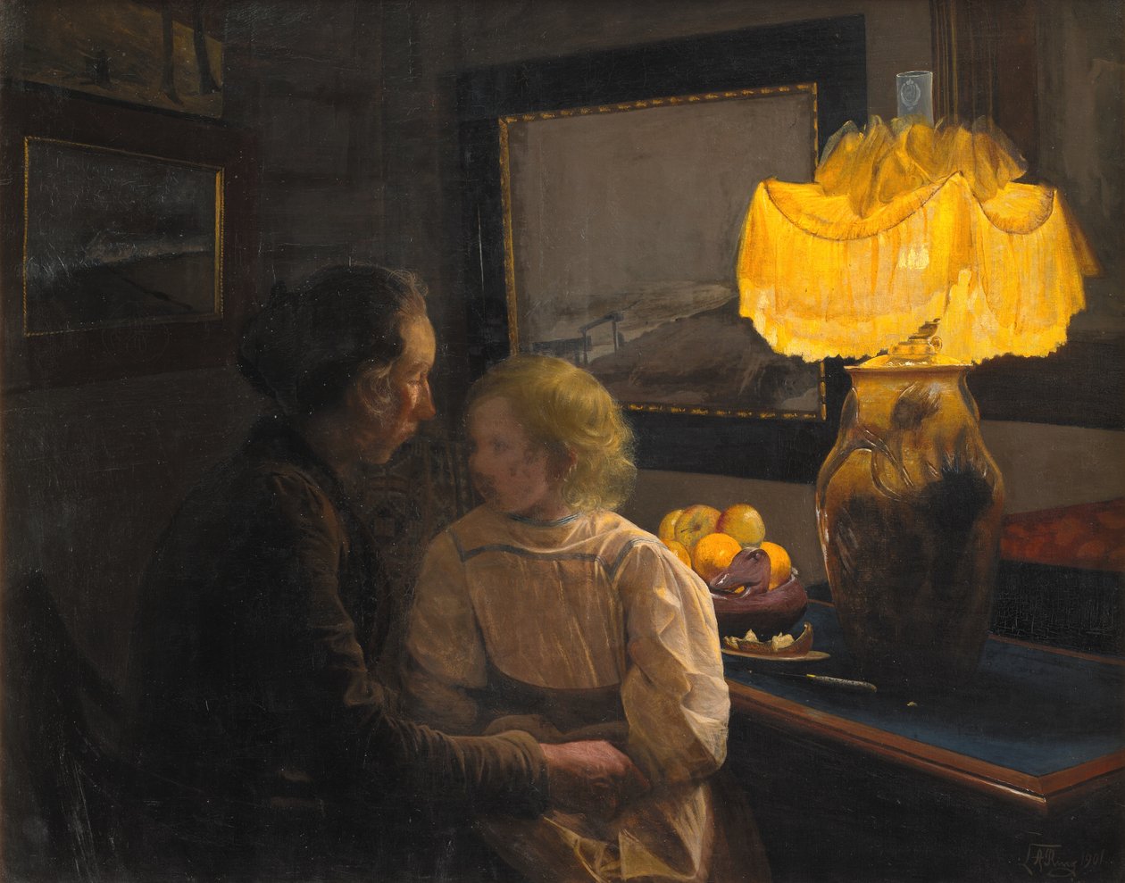 De vrouw en dochter van de kunstenaar door Laurits Andersen Ring