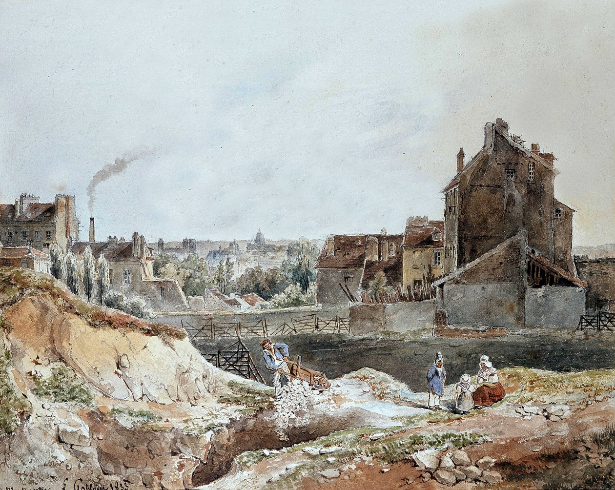 Montmartre in 1833 door Goblain (groeven) door L. Goblain