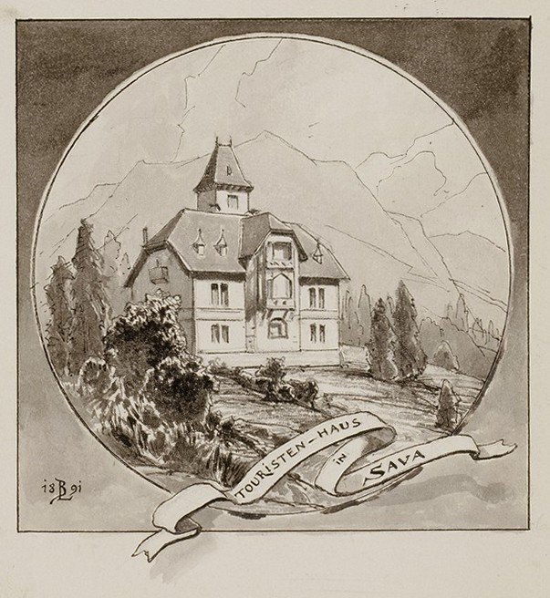 Toeristenhuis in Sava bij Jesenice door Ladislav Benesch