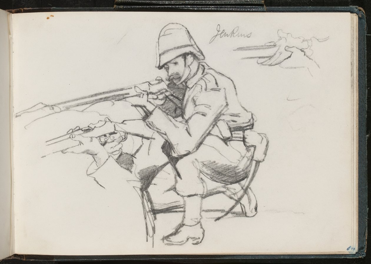 ?Jenkins? knielend om te vuren, 1879 door Lady Butler