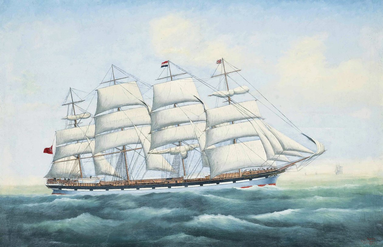 Het ijzeren viermaster-schip "County of Linlithgow". door Lai Fong