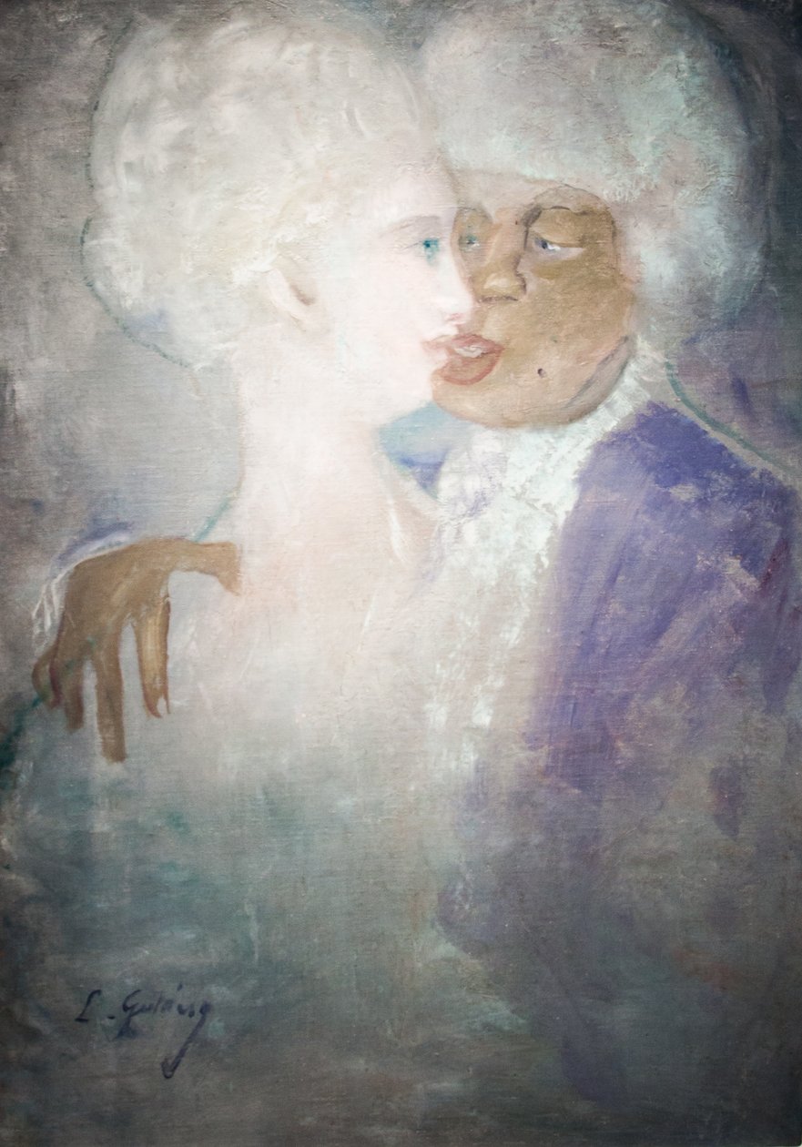 Mulattoman en Beeldhouwwerk-witte Vrouw door Lajos Gulácsy