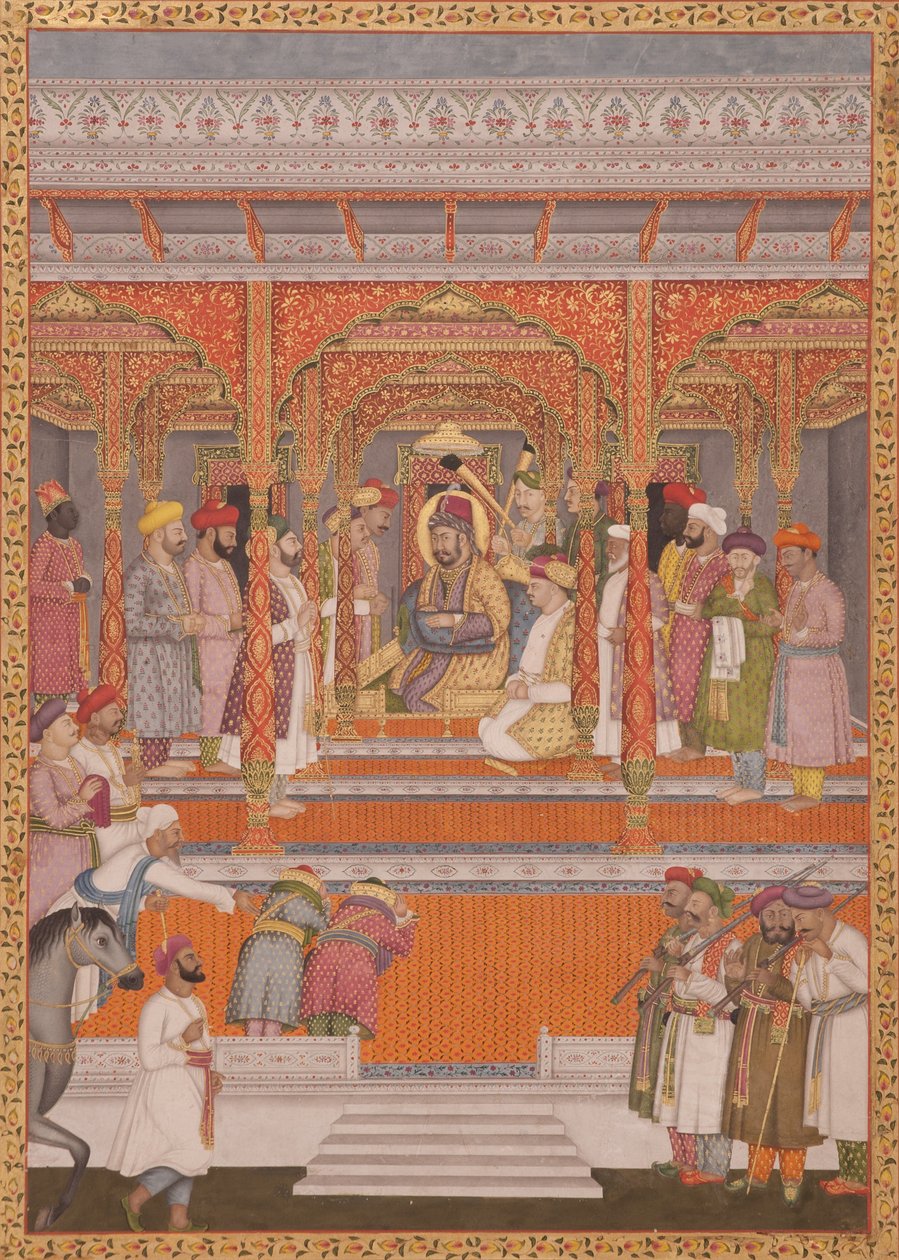 Mirza Md Muazzam Shah Khurram Bakht Bahadur ontvangt Saadat Ali, Nawab van Aw door Lalji Mal