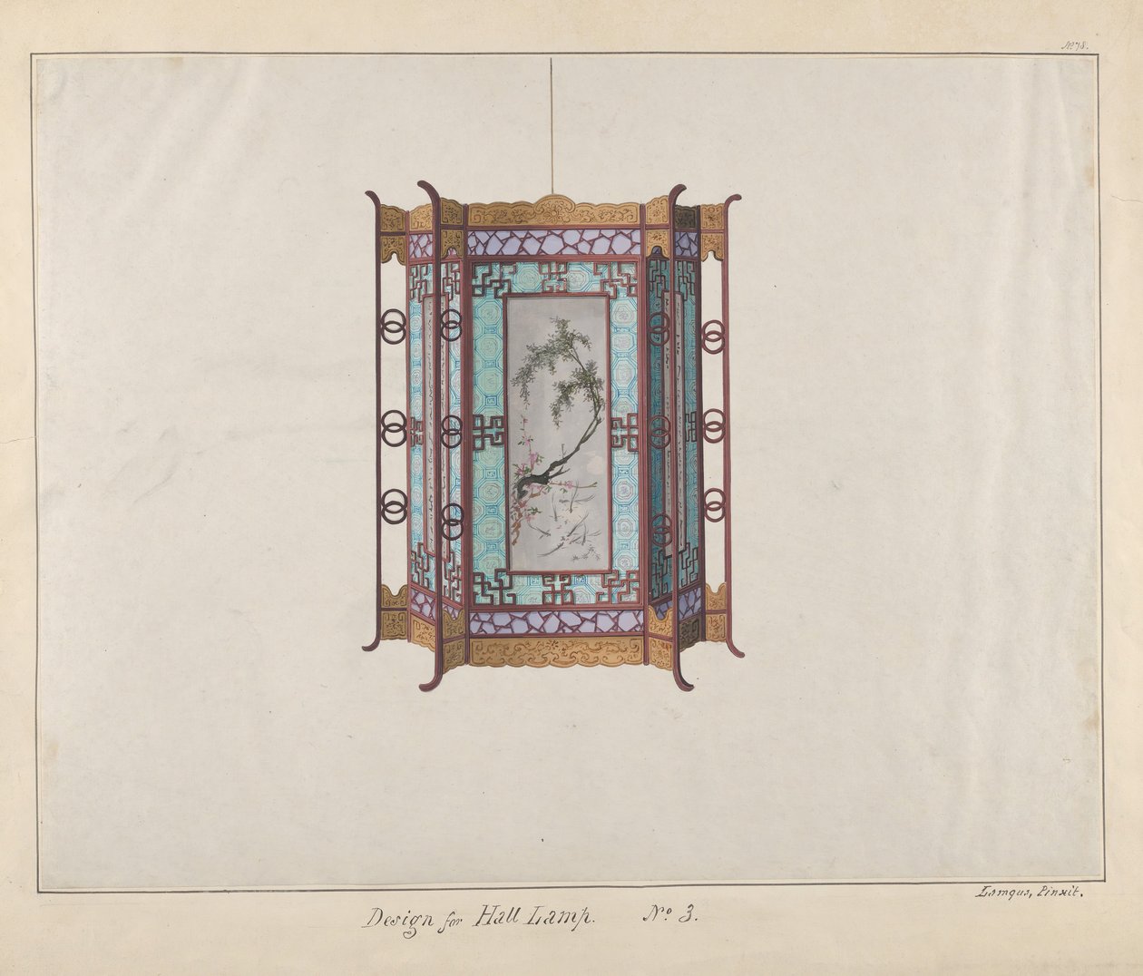 Ontwerp voor een hal lamp, ca. 1800-1810 door Lamqua