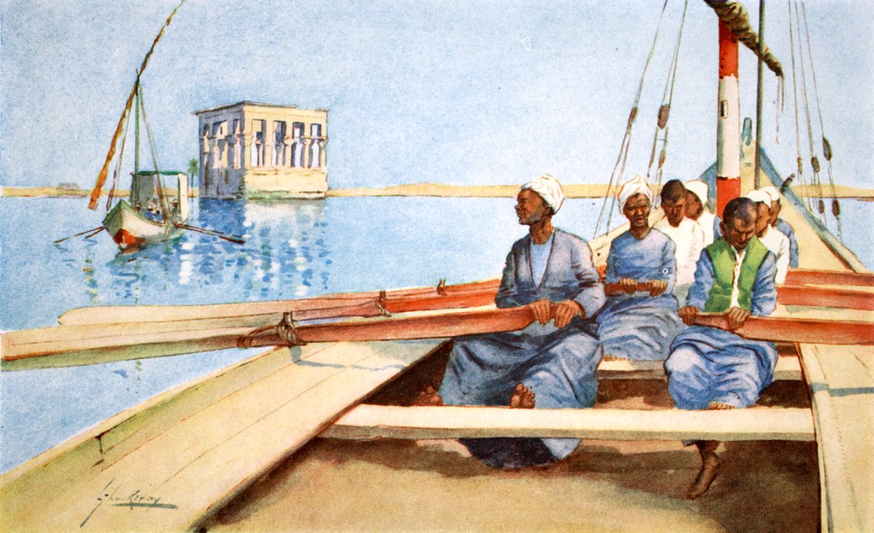Naar Philae in een felucca, 1908 door Lance Thackeray