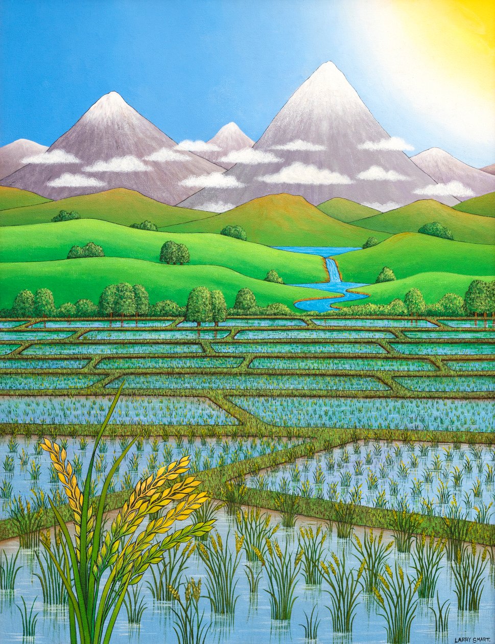 Japan rijstveld, 1997 door Larry Smart
