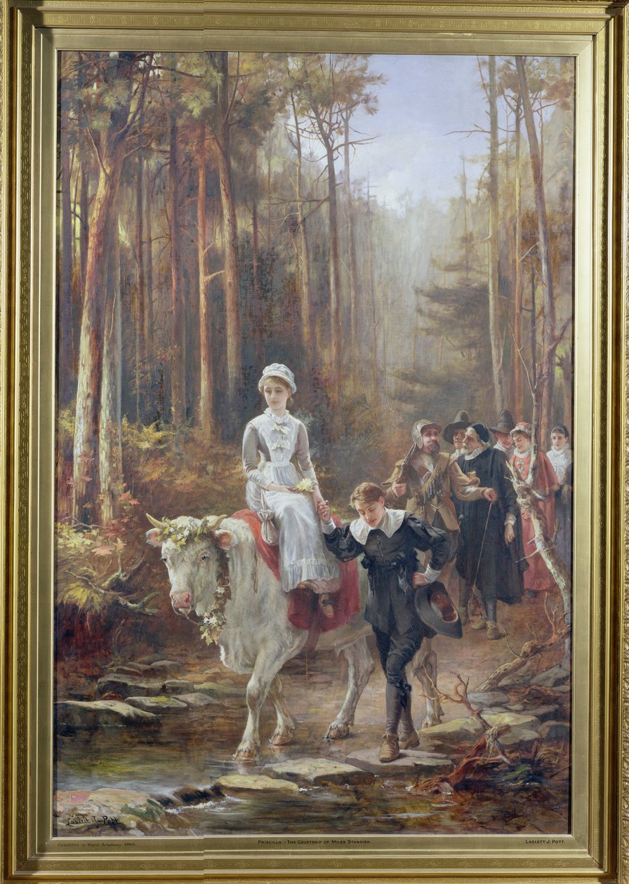 Priscilla, De vrijage van Miles Standish, 1885 door Laslett John Pott