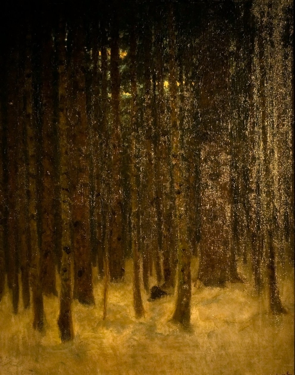 Bos in de winter door Laszlo Mednyanszky
