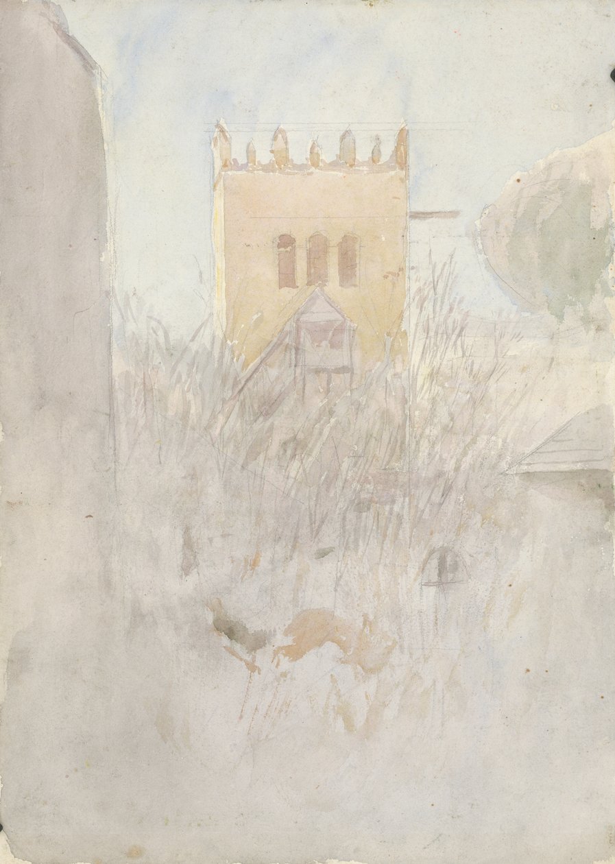 Klokkentoren in Strážky II., 1890-1910 door Laszlo Mednyanszky