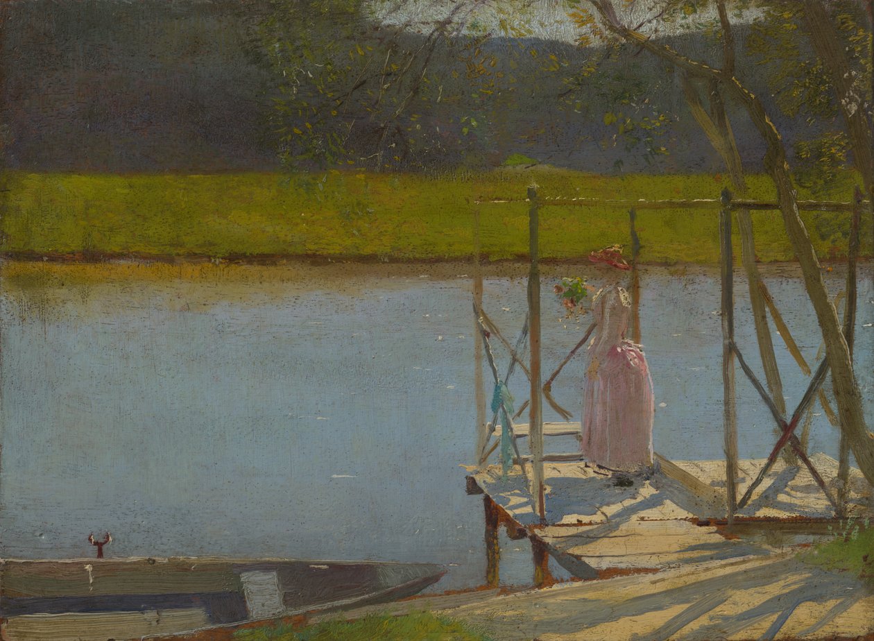 Vrouw naast een boot, c.1875-85 door Laszlo Mednyanszky