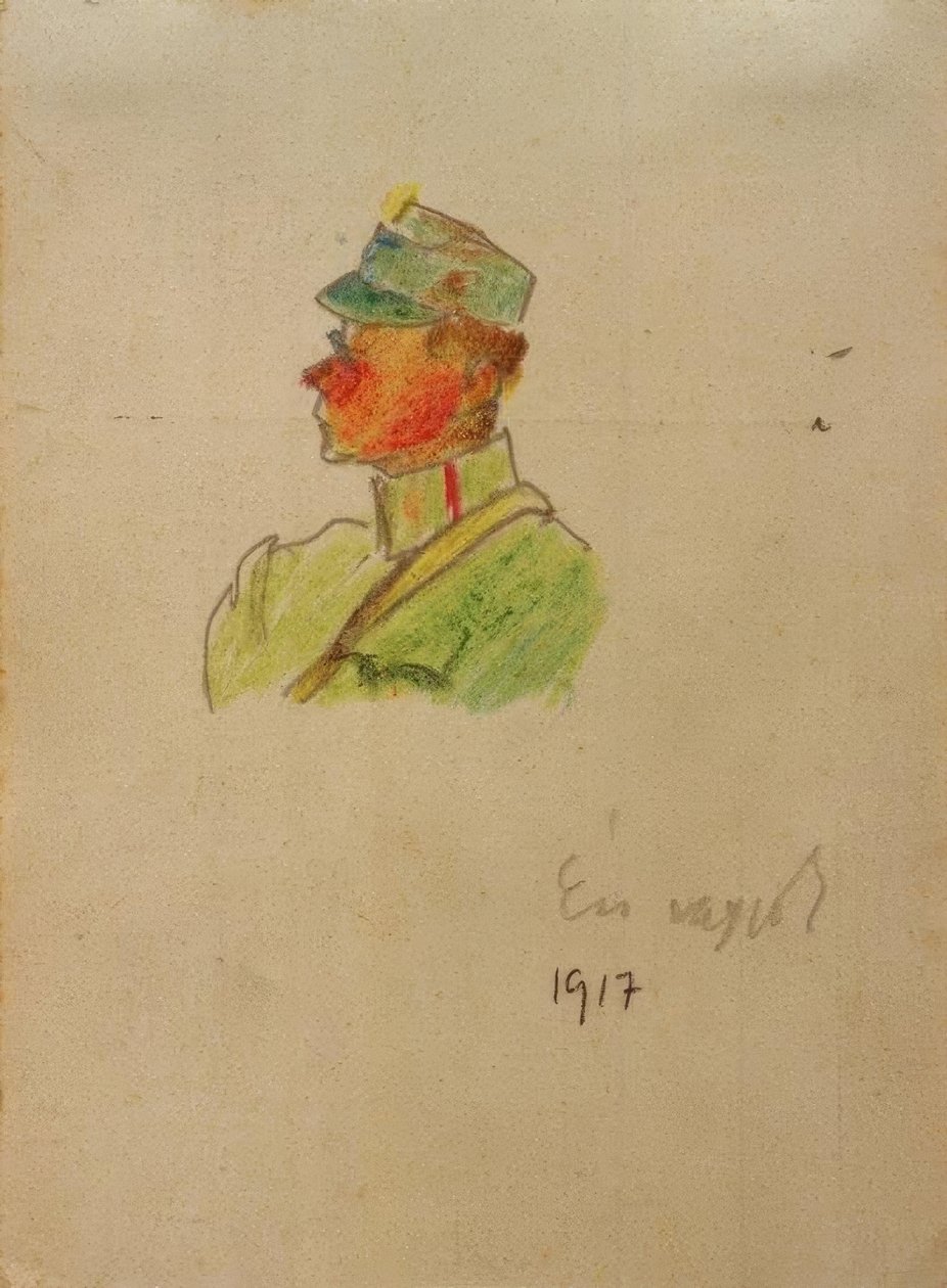 Ik ben het (Zelfportret als officier) door Laszlo Moholy Nagy