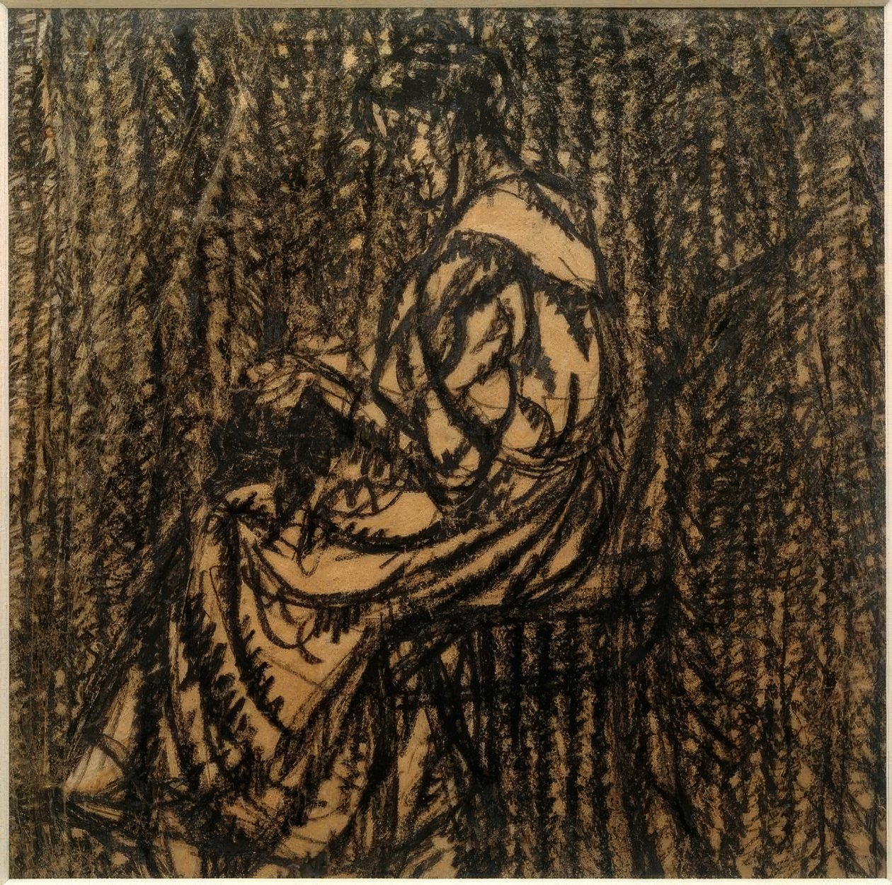 Zonder titel (Vrouw bij het handwerk) door Laszlo Moholy Nagy