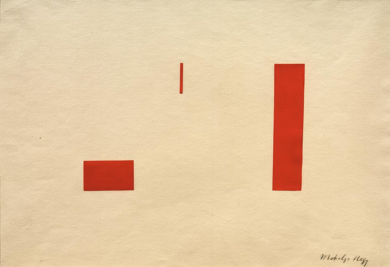 Zonder titel (Rode collage / Rood plakbeeld) door Laszlo Moholy Nagy