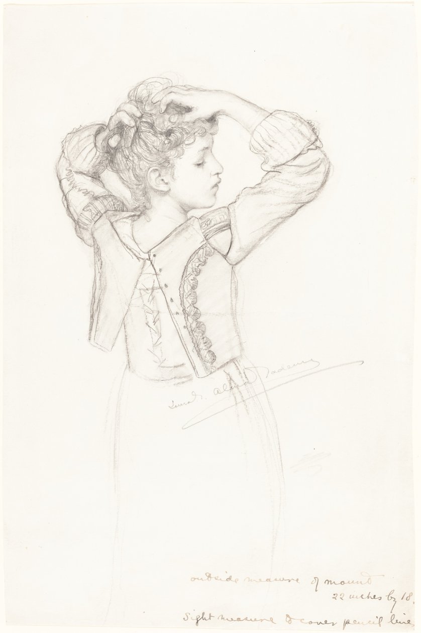 Jong meisje aankleden door Laura Theresa Alma Tadema