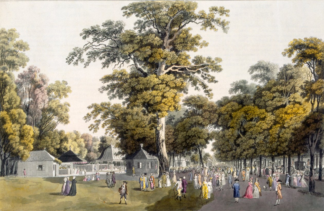 De cafés in de Grote Laan in Prater, Wenen, 1798 door Laurenz Janscha