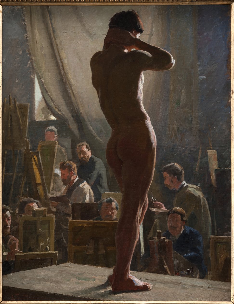Mannelijk naakt in het atelier van Bonnat door Laurits Regner Tuxen