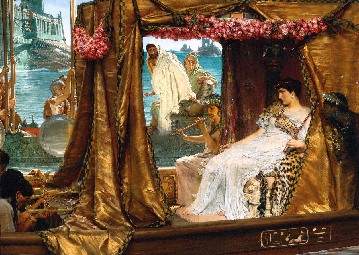 De ontmoeting van Antonius en Cleopatra door Lawrence Alma Tadema