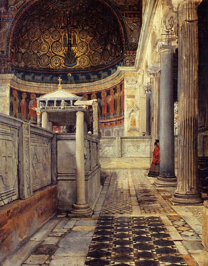 Interieur van de Kerk van San Clemente, Rome door Lawrence Alma Tadema