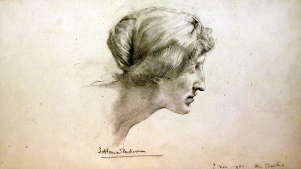 Portretstudie van Miss Barber door Lawrence Alma Tadema