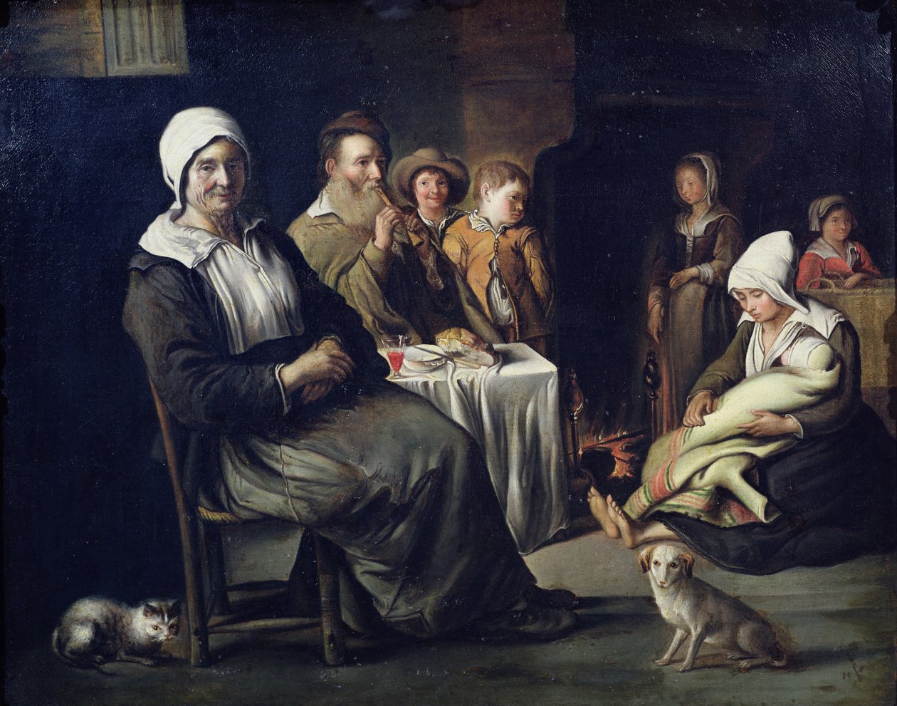 De Familiale Maaltijd door Le Nain Brothers