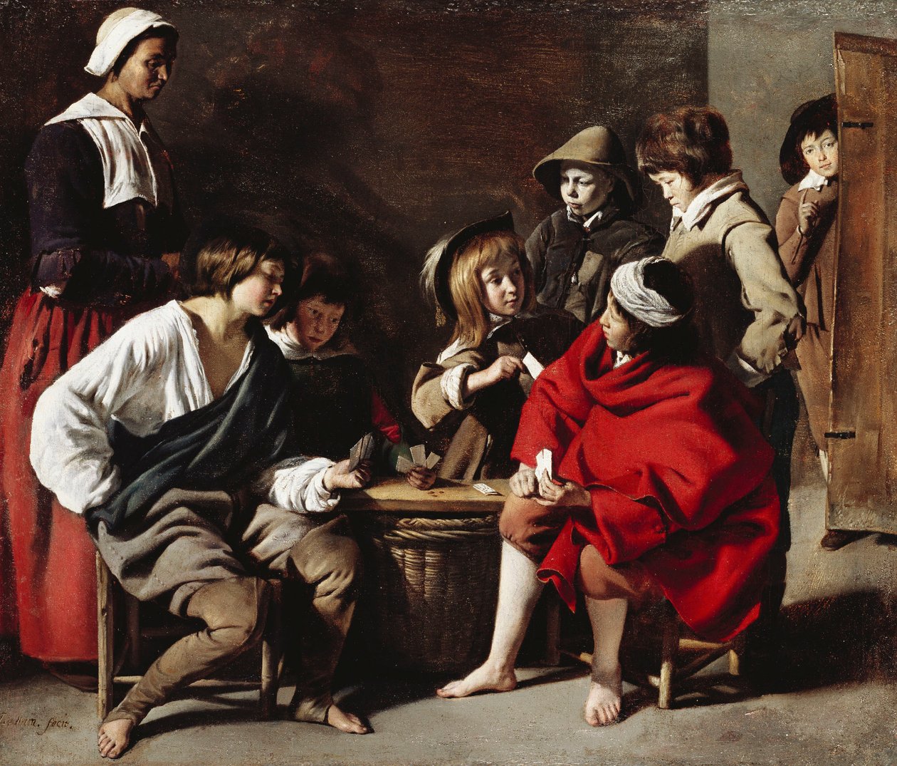 De jonge kaartspelers door Le Nain Brothers