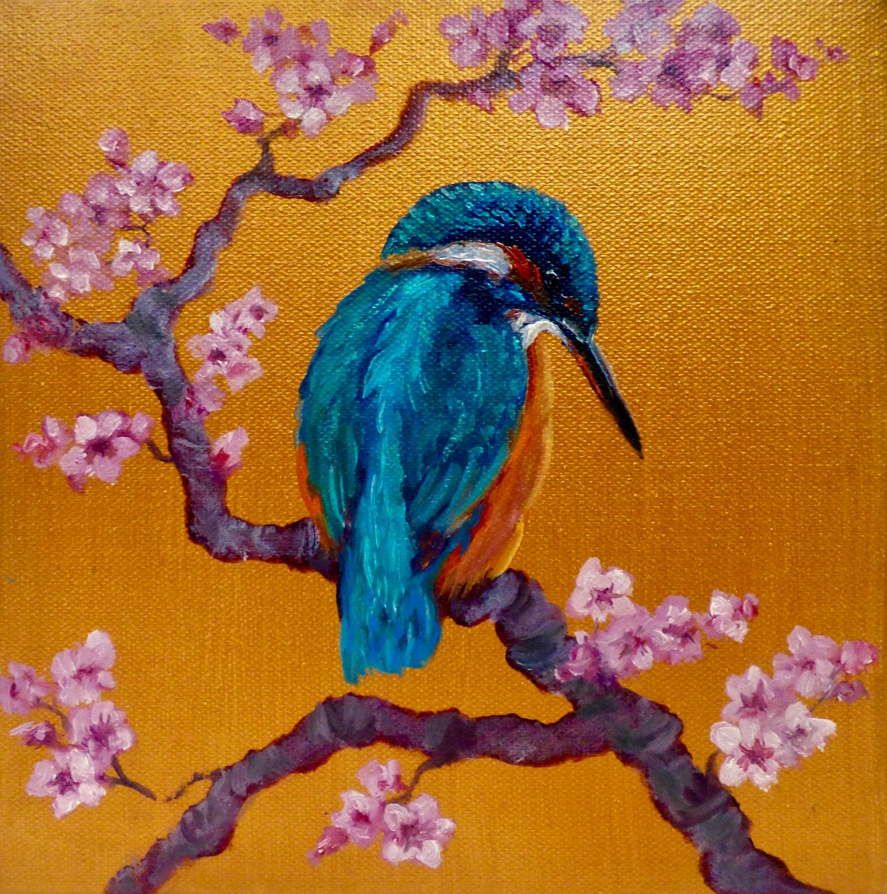 IJsvogel op bloesems II, 2022 door Lee Campbell