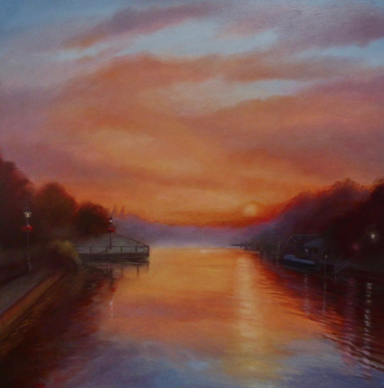Theems Zonsopgang, 2024 (olieverf op doek) door Lee Campbell