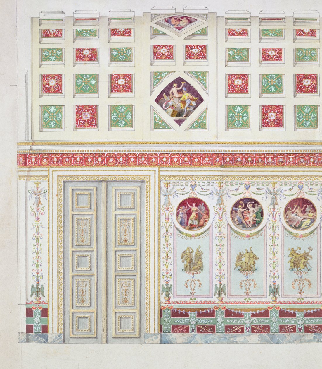 Ontwerp voor de schrijfkamer van Ludwig I in de residentie in München, 1826 door Leo von Klenze