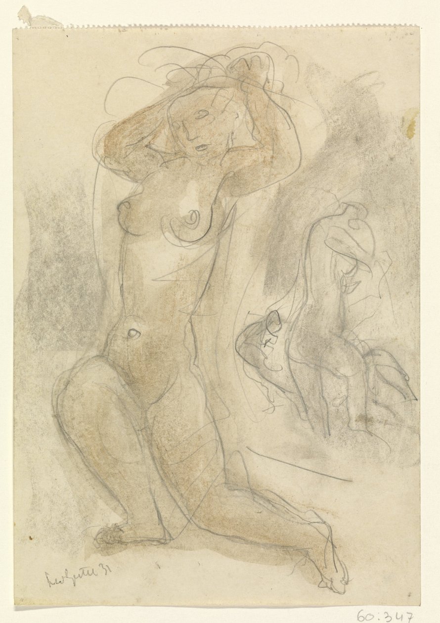 Twee geknielde naakten door Leo Gestel (signed by artist)