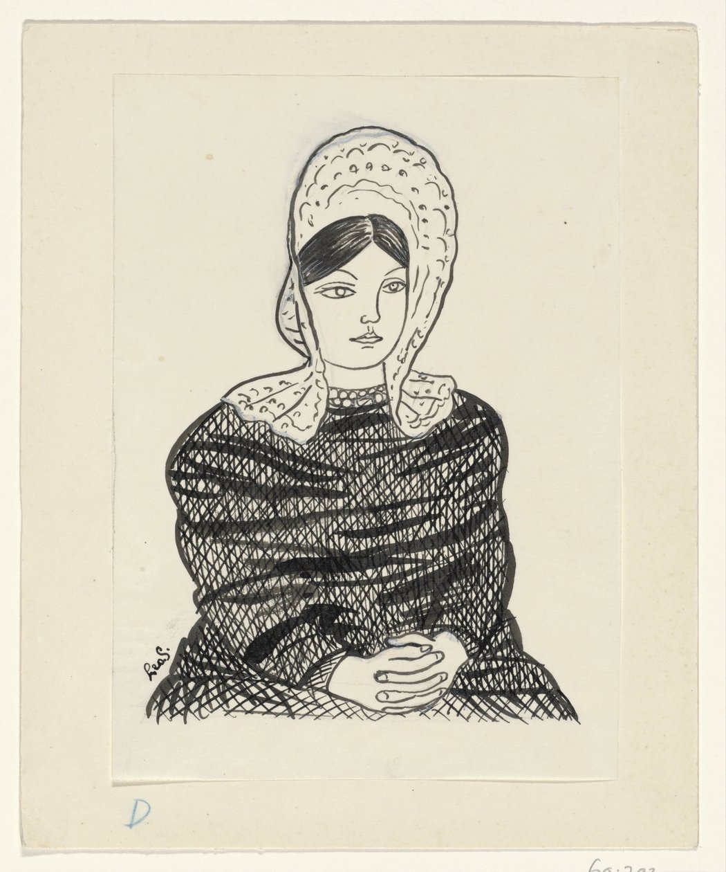 Vrouw in klederdracht door Leo Gestel (signed by artist)