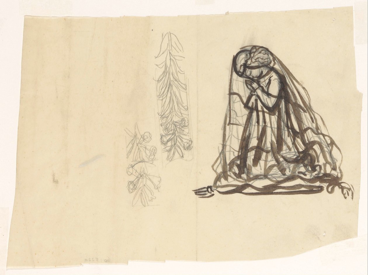 Biddend meisje en ornament door Leo Gestel