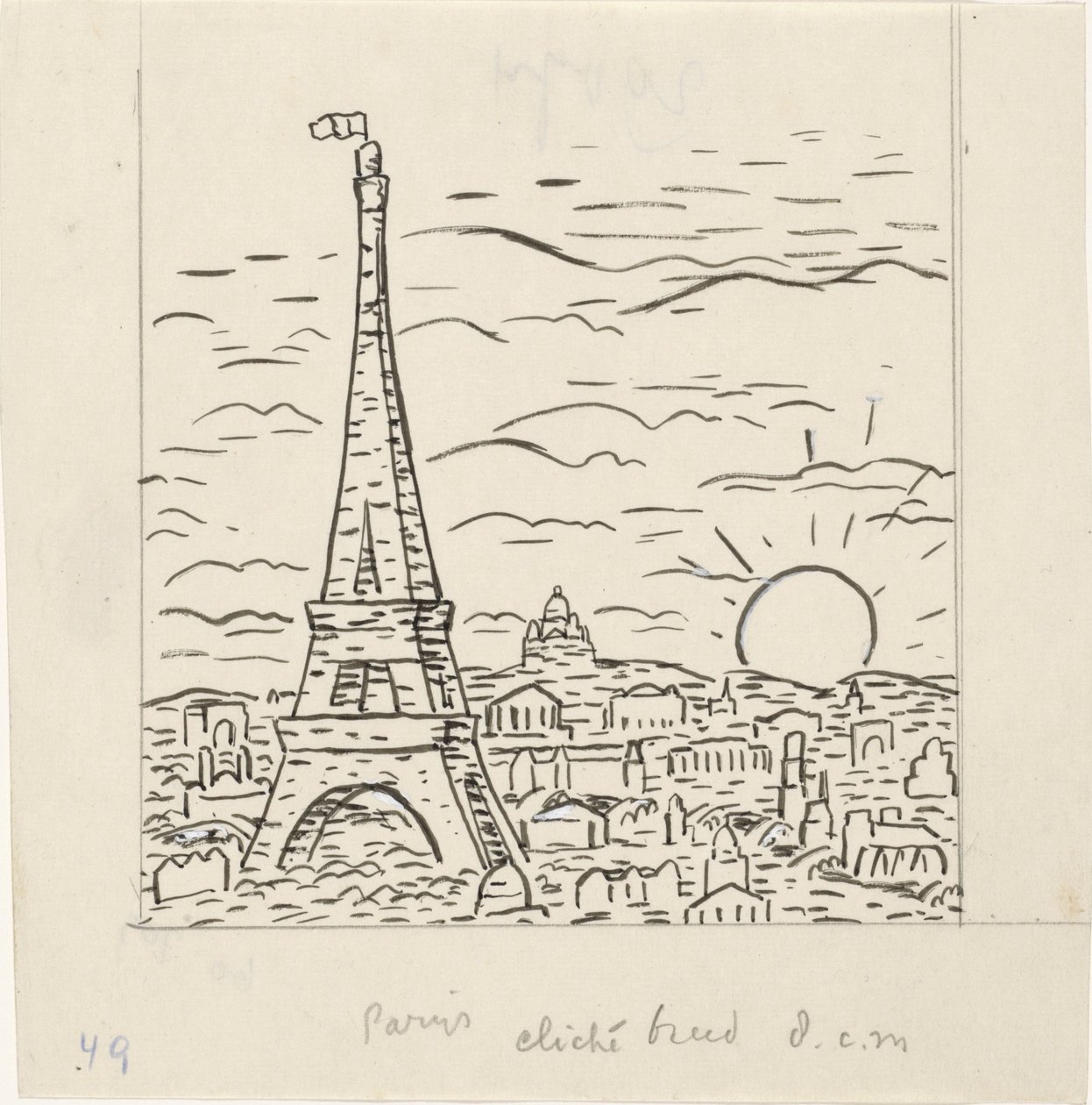 Gezicht op de Eiffeltoren in Parijs door Leo Gestel