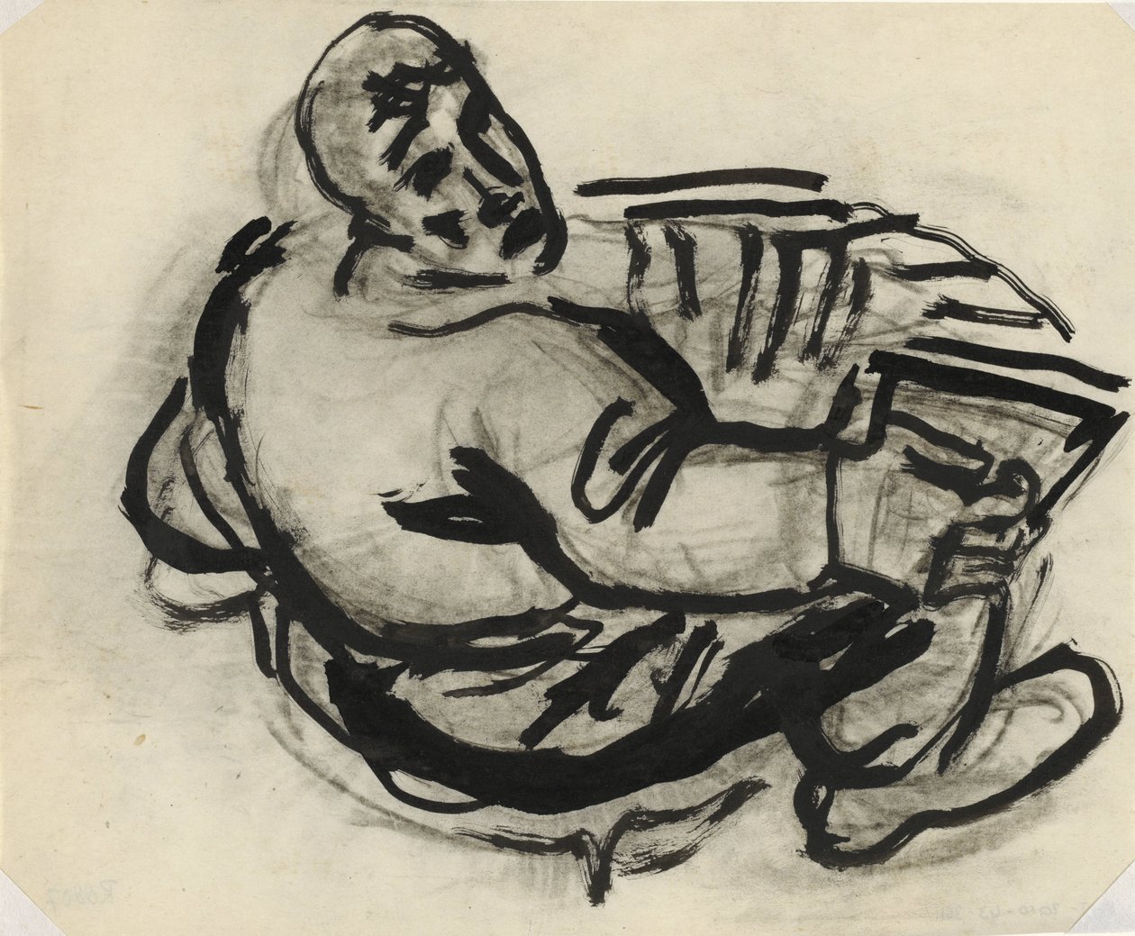 Man met accordeon door Leo Gestel