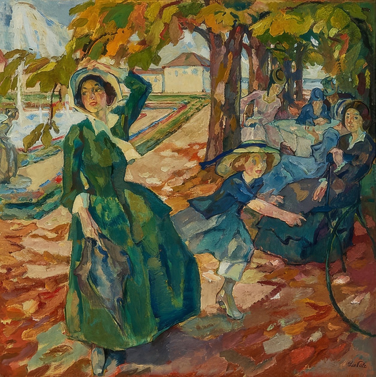In het Schleißheimer Park door Leo Putz