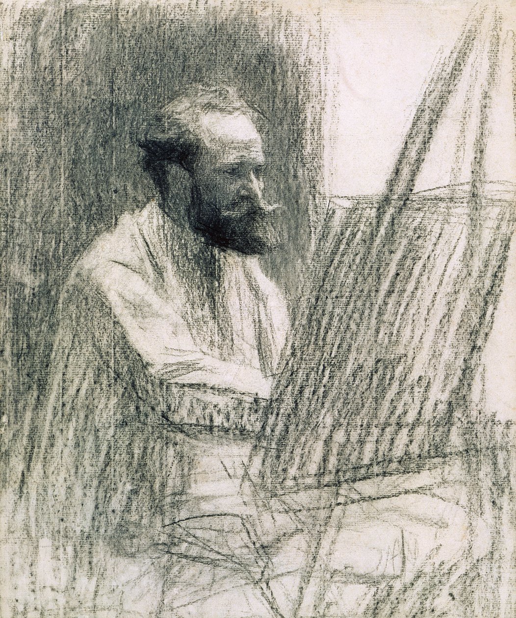 Portret van Edouard Manet (1832-83) aan zijn ezel door Leon Augustin Lhermitte