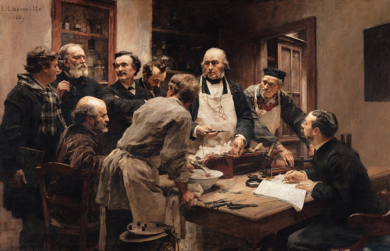 De Les van Claude Bernard (1813-78) of, Sessie in het Vivisectie Laboratorium, 1889 door Leon Augustin Lhermitte