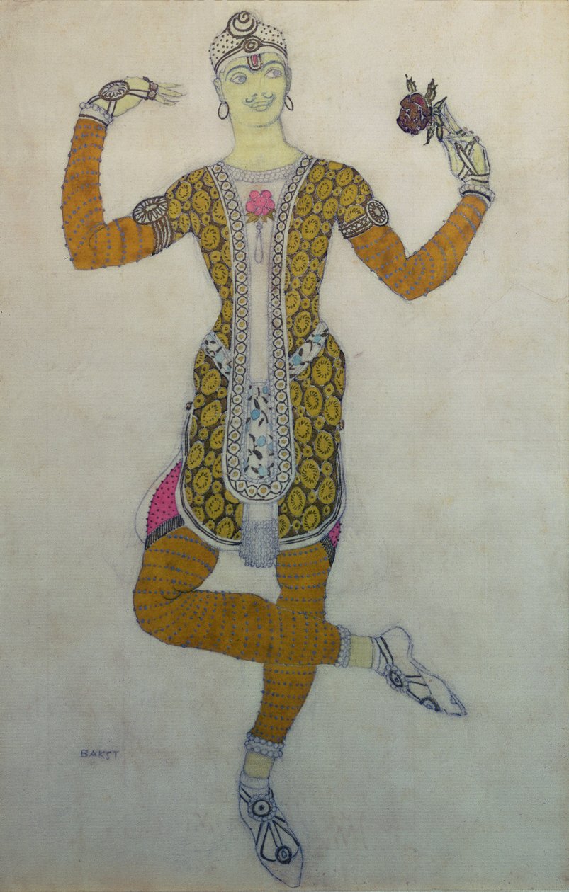 Kostuumontwerp voor Nijinsky in Le Festin, 1909 door Leon Bakst