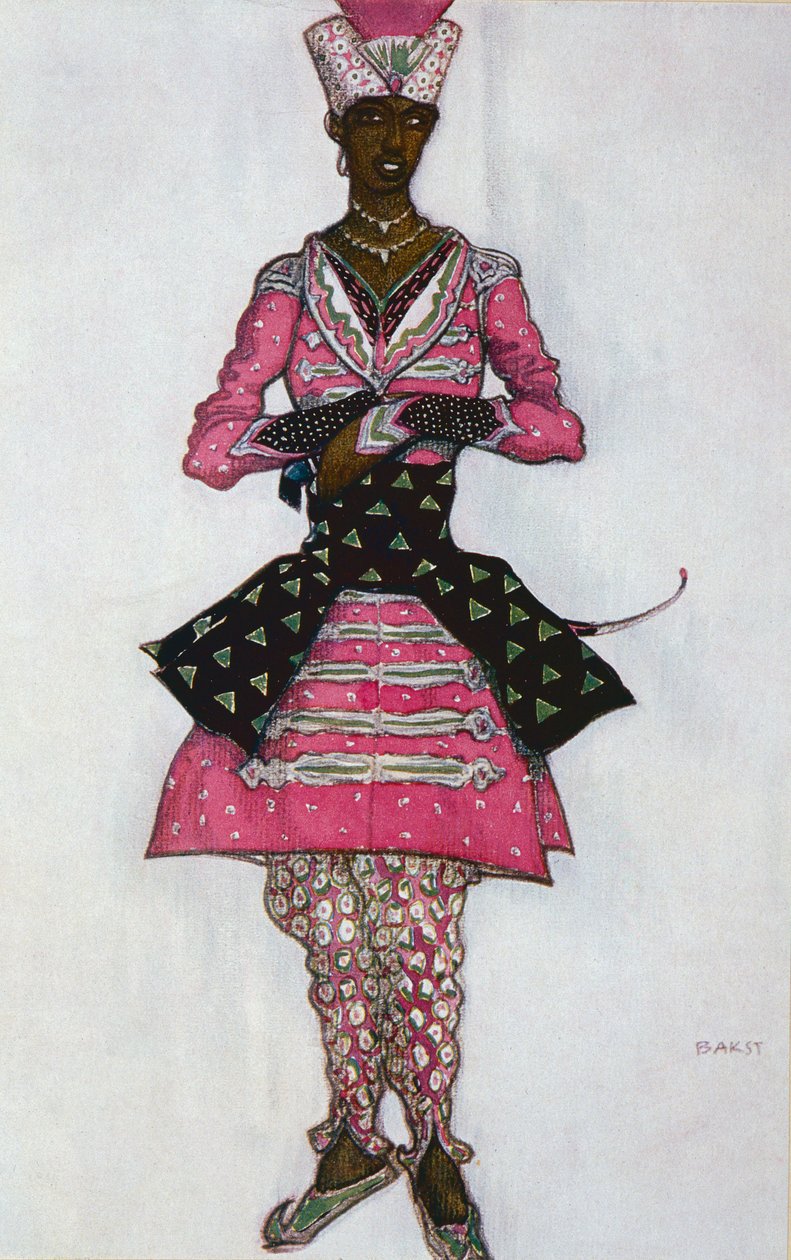 Kostuumontwerp voor De Indiase bruidegom, uit Doornroosje, 1921 door Leon Bakst
