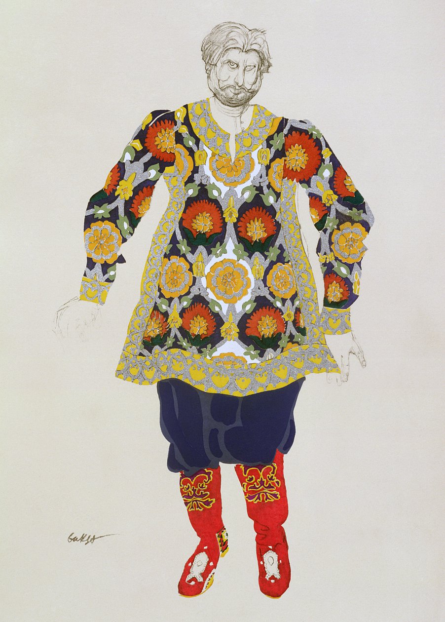 Kostuumontwerp voor een man, uit Sadko, 1917 door Leon Bakst
