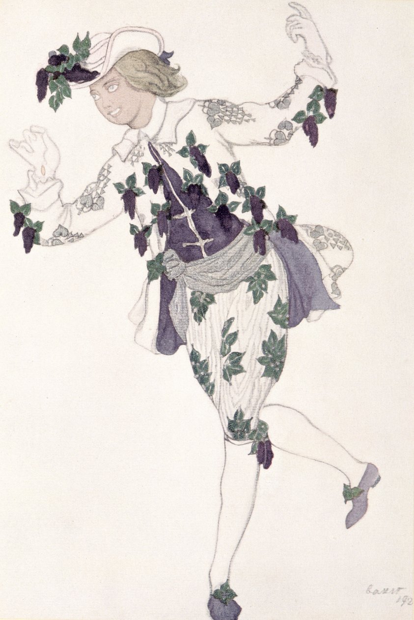Kostuumontwerp voor de Pageboy van de Feeënlila, uit Doornroosje, 1921 door Leon Bakst