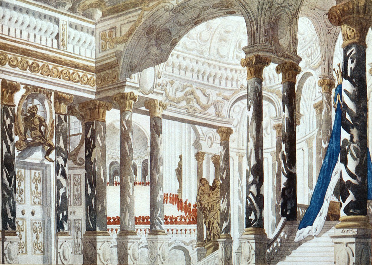 Decorontwerp voor De Doop, uit Doornroosje, 1921 door Leon Bakst