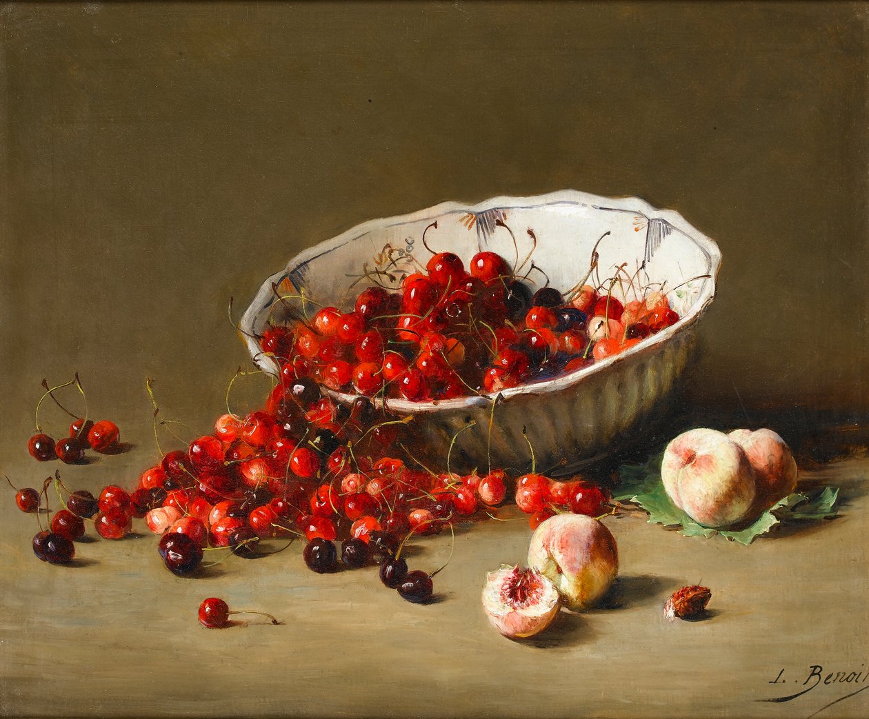 Een Kom Kersen, c.1900 door Leon Alfred Benoit