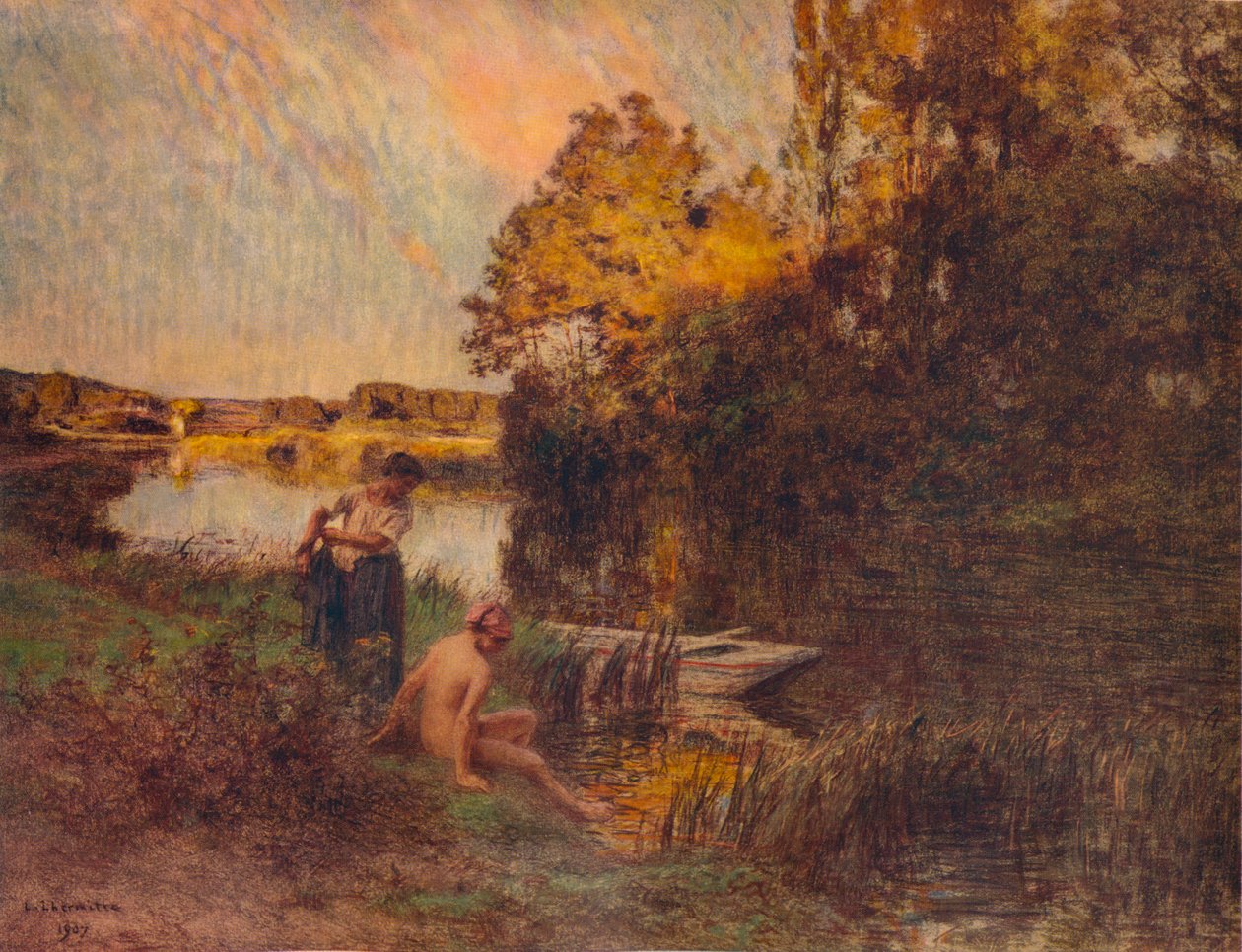 La Baigneuse, 1907, 1938 door Leon Augustin Lhermitte