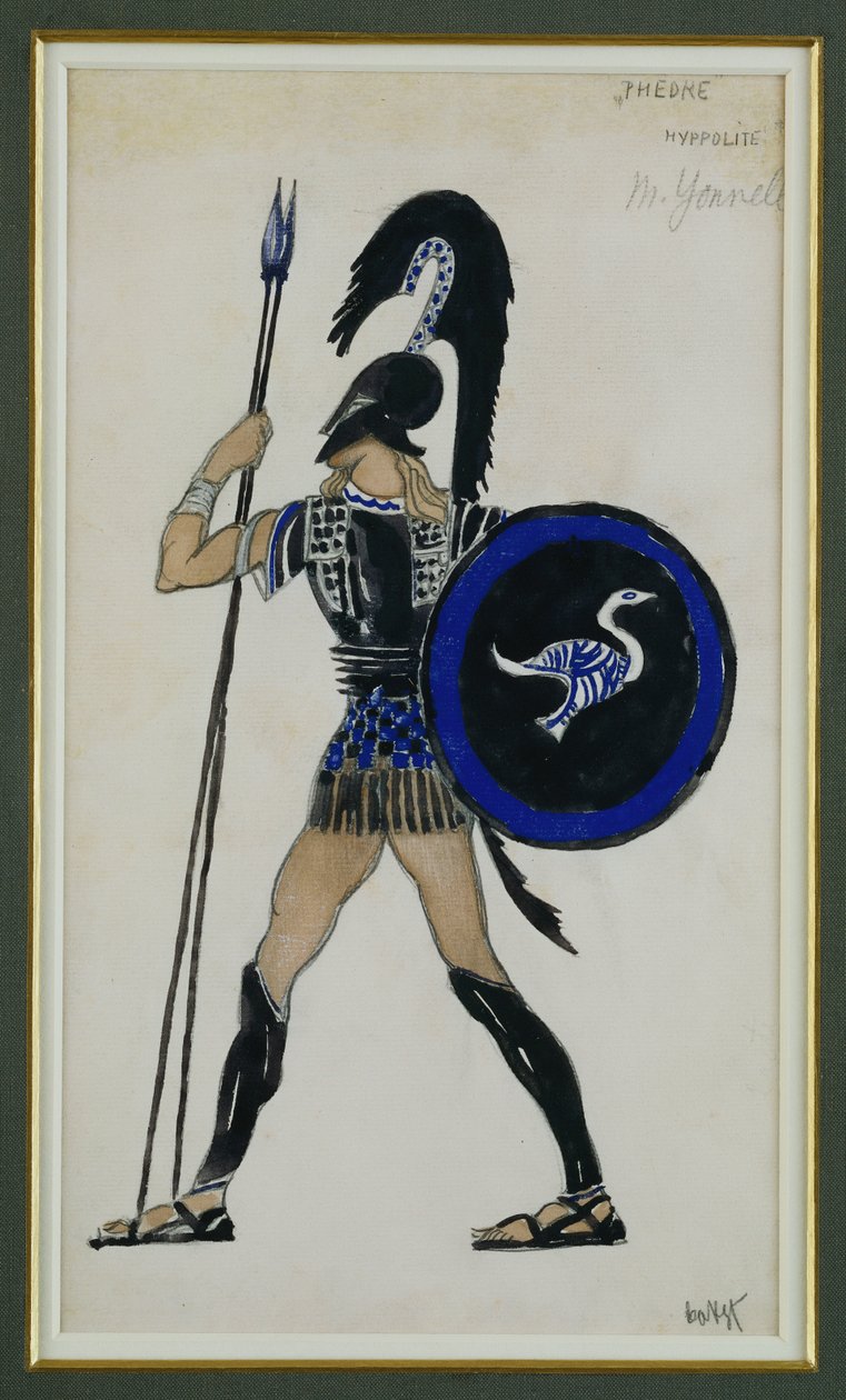 Kostuumontwerp voor Hippolitus uit "Phaedre" door Leon Bakst