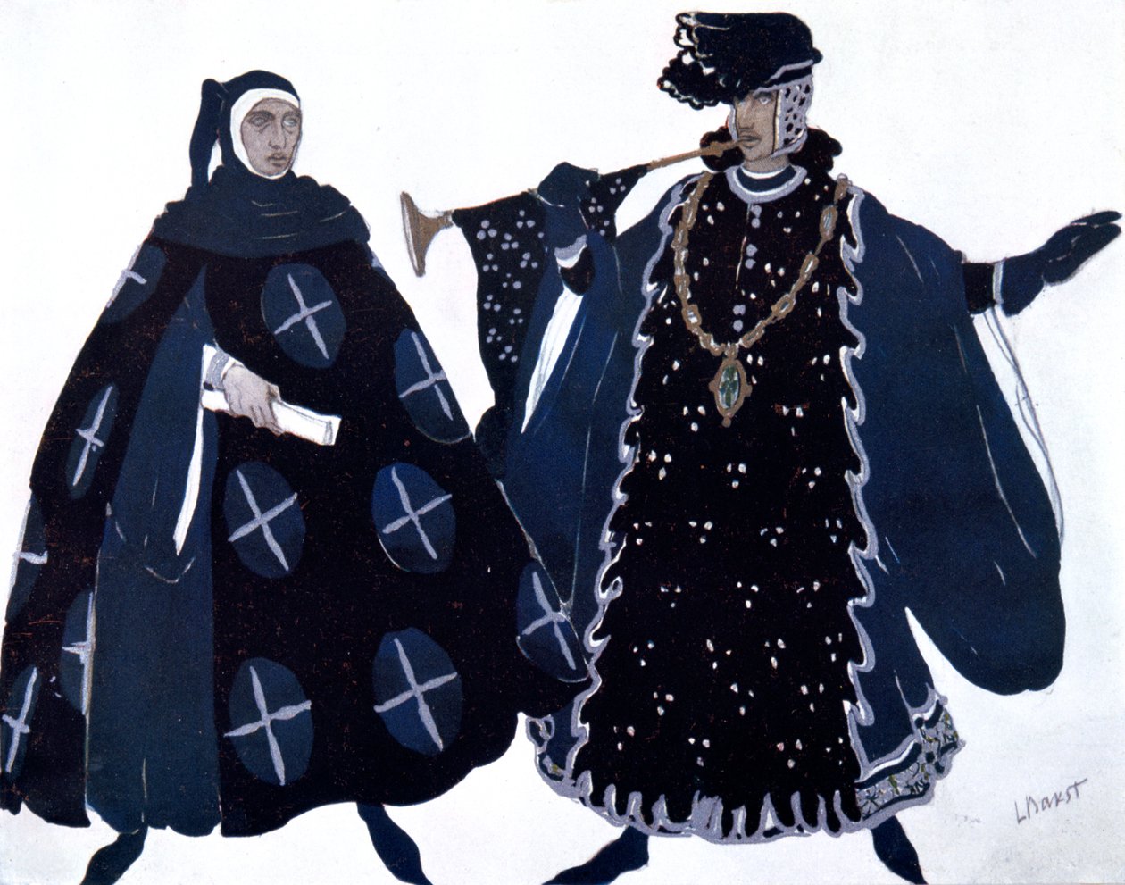 Twee herauten, balletkostuumontwerp, 1911 door Leon Bakst