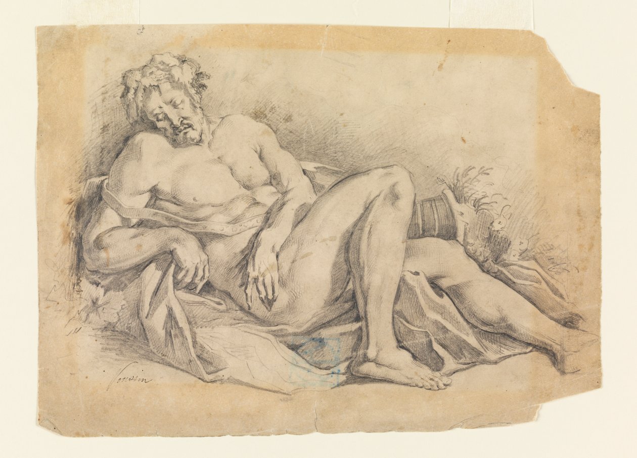 Bacchus Slapend (naar Poussin) door Leon Dabo