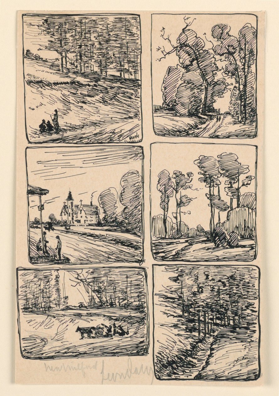 Zes landschapstudies, New Milford door Leon Dabo